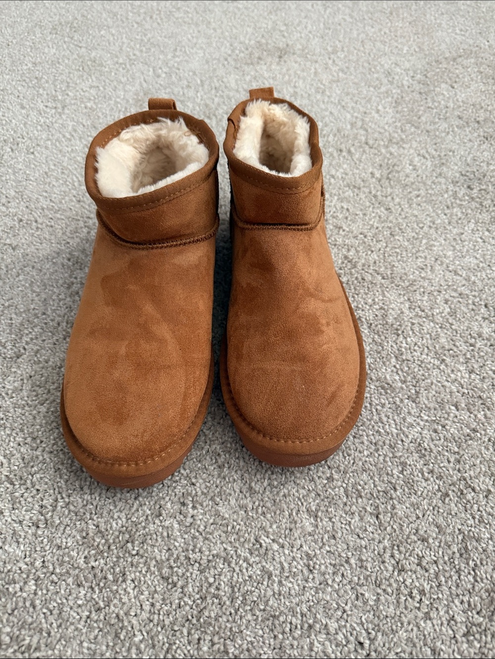 Soda Women’s Cozy Faux-Shearling Lined Suede Ankle Boots - Brown